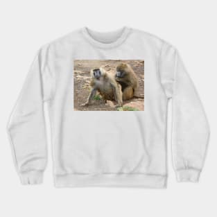 Olive Baboons Grooming Crewneck Sweatshirt